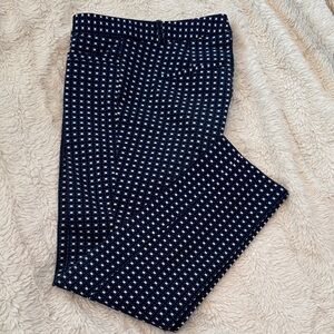 Banana Republic Sloan Petite Navy and White Patterned Pants
